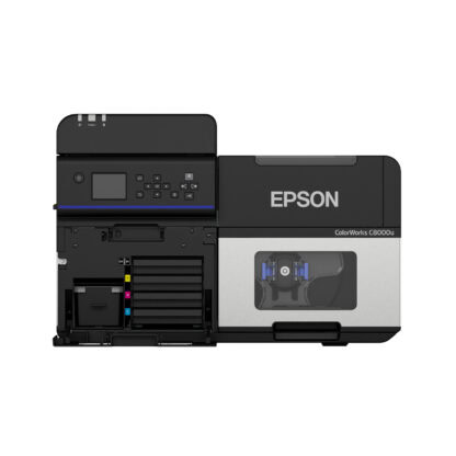 Epson CW-C8000 shown with Open Compartment for easy Maintenance Box and Ink Cartridge access
