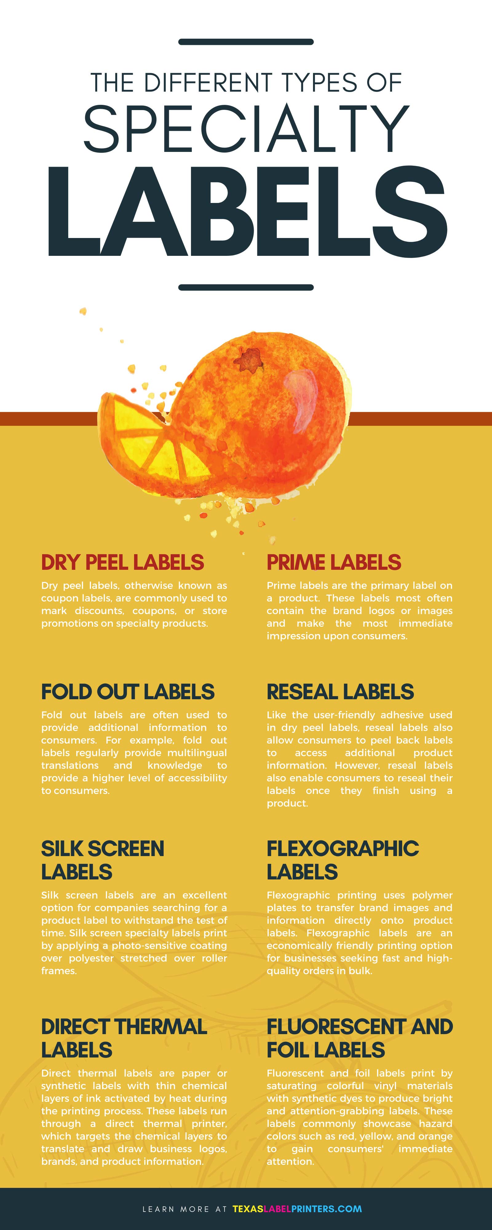 The Different Types of Specialty Labels Infographic