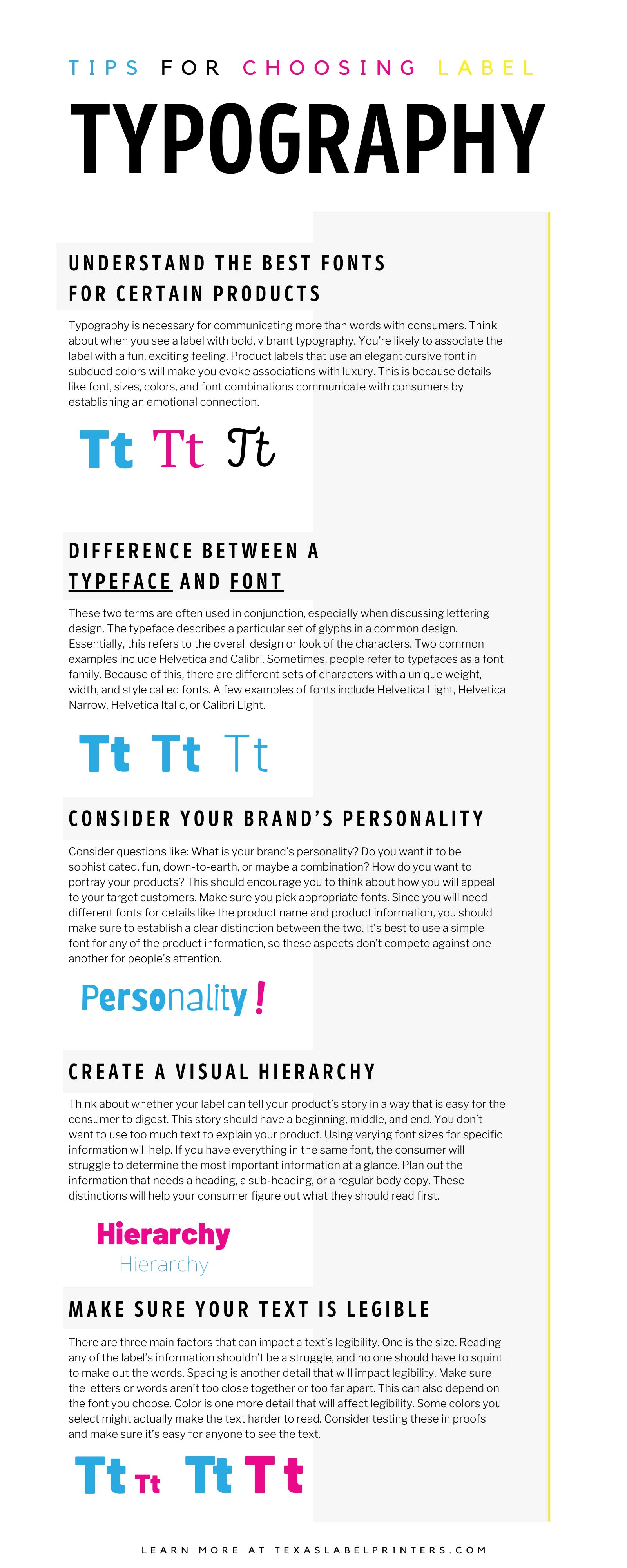 Tips for Choosing Label Typography Infographic