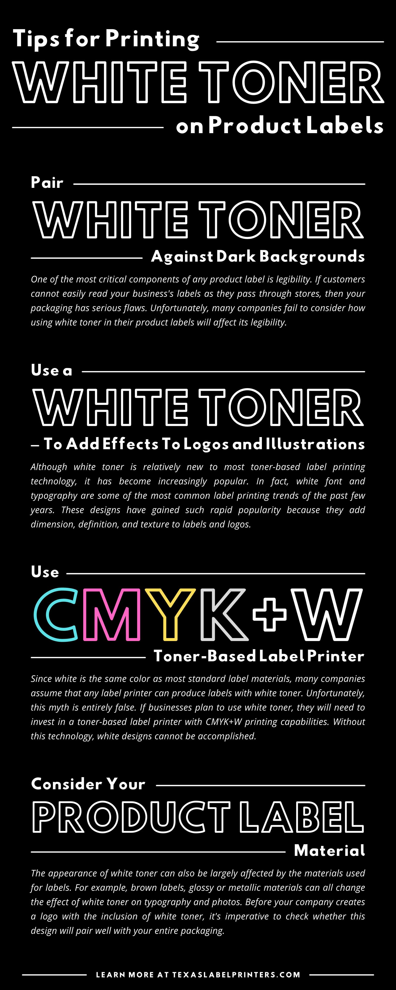 Tips for Printing White Toner on Product Labels Infographic