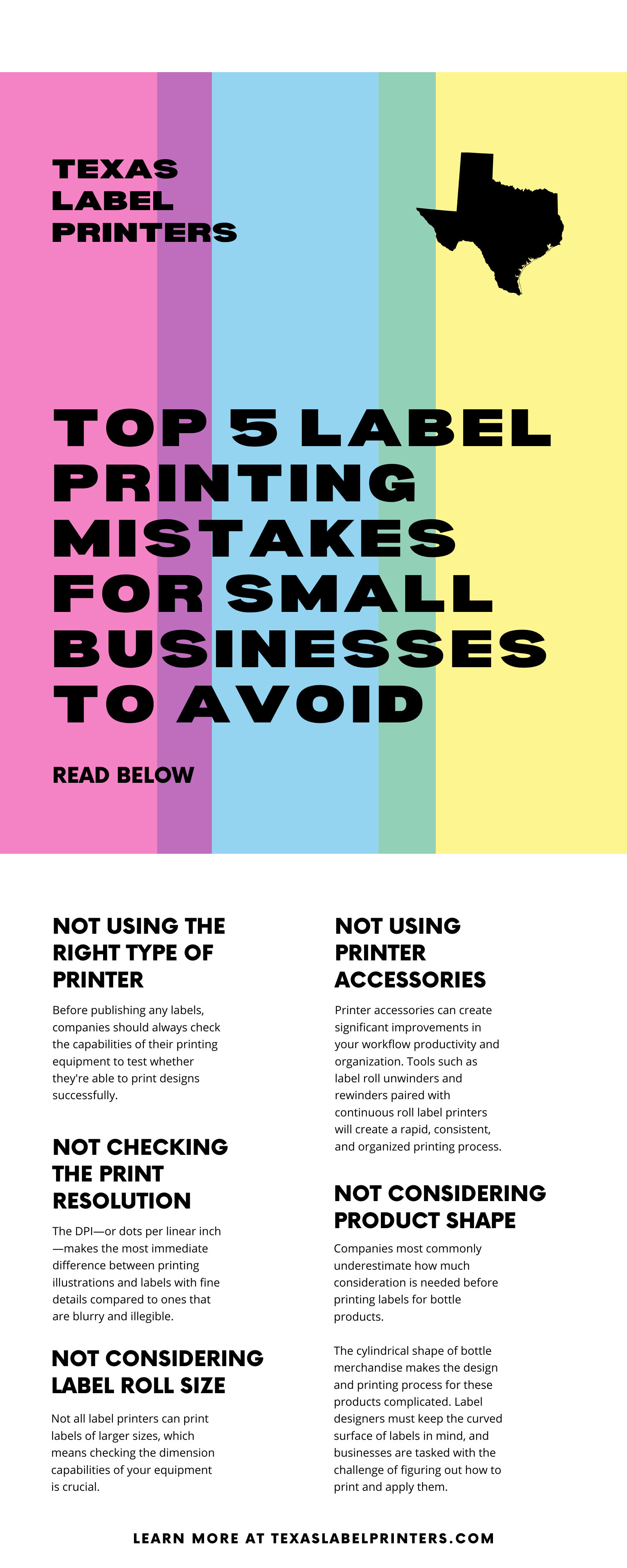 Top 5 Label Printing Mistakes for Small Businesses To Avoid Infographic