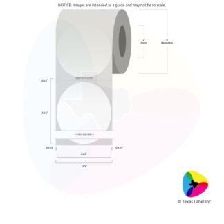 3.25" Circle Blank Label Roll 1-Across (2" Core / 4" Outside Diameter) includes Gap Perforation