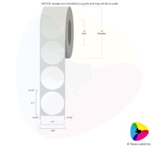 1.7" Circle Blank Label Roll 1-Across (2" Core / 4" Outside Diameter)