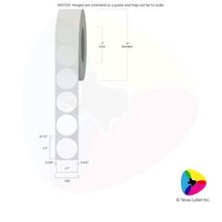 1.7" Circle Blank Label Roll 1-Across (3" Core / 6" Outside Diameter)