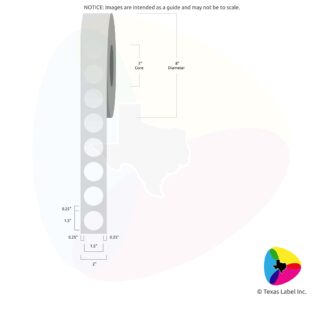 1.5" Circle Blank Label Roll 1-Across (3" Core / 8" Outside Diameter)
