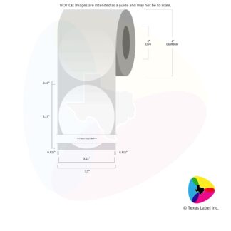 3.25" Circle Blank Label Roll 1-Across (2" Core / 4" Outside Diameter)