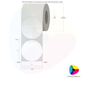 3" Circle Blank Label Roll 1-Across (2" Core / 4" Outside Diameter)