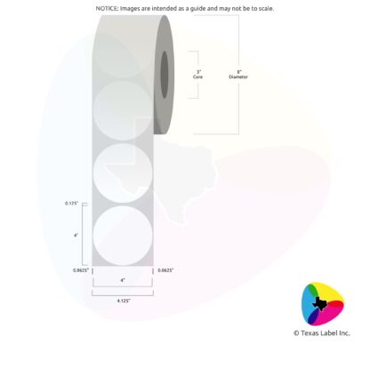 4" Circle Blank Label Roll 1-Across (3" Core / 8" Outside Diameter)