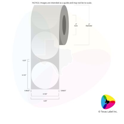 4.125" Circle Blank Label Roll 1-Across (3" Core / 6" Outside Diameter)