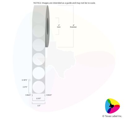 2.375" Circle Blank Label Roll 1-Across (3" Core / 8" Outside Diameter)
