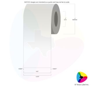4.25" Continuous Blank Label Roll 1-Across (2" Core / 4" Outside Diameter)
