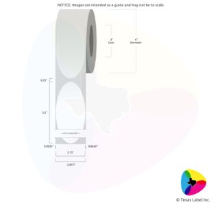 2.75" x 5.5" Oval Blank Label Roll 1-Across (3" Core / 6" Outside Diameter)