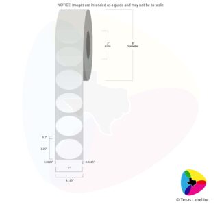 3" x 2.25" Oval Blank Label Roll 1-Across (3" Core / 8" Outside Diameter)