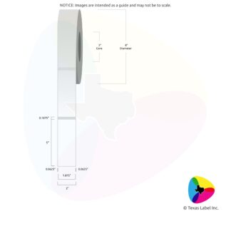 1.875" x 5" Rounded-Corner Rectangle Blank Label Roll 1-Across (3" Core / 8" Outside Diameter)