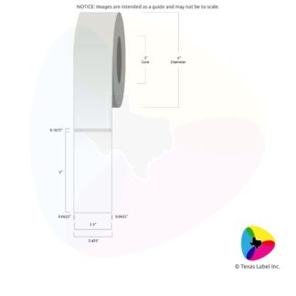2.3" x 5" Rounded-Corner Rectangle Blank Label Roll 1-Across (3" Core / 6" Outside Diameter)