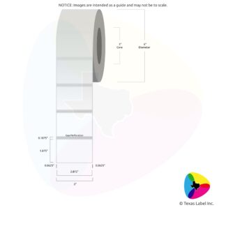 2.875" x 1.875" Rounded-Corner Rectangle Blank Label Roll 1-Across (3" Core / 6" Outside Diameter) includes Gap Perforation
