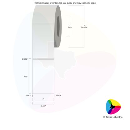 3" x 4.75" Rounded-Corner Rectangle Blank Label Roll 1-Across (3" Core / 6" Outside Diameter)