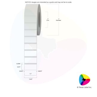 1.5" x 0.675" Rounded-Corner Rectangle Blank Label Roll 1-Across (2" Core / 4" Outside Diameter)