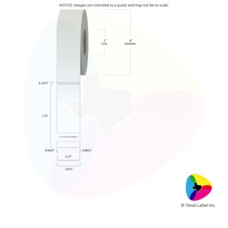 2.75" x 7.25" Rounded-Corner Rectangle Blank Label Roll 1-Across (3" Core / 8" Outside Diameter)