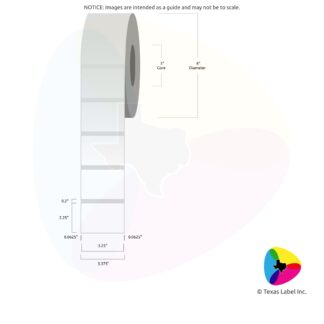 3.25" x 2.25" Rounded-Corner Rectangle Blank Label Roll 1-Across (3" Core / 8" Outside Diameter)