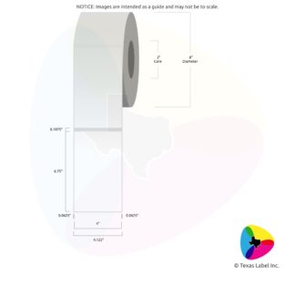 4" x 6.75" Rounded-Corner Rectangle Blank Label Roll 1-Across (3" Core / 8" Outside Diameter)
