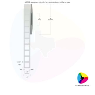 1.25" x 1.25" Rounded-Corner Rectangle Blank Label Roll 1-Across (3" Core / 8" Outside Diameter)