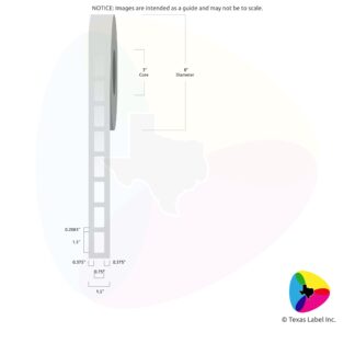 0.75" x 1.5" Rounded-Corner Rectangle Blank Label Roll 1-Across (3" Core / 8" Outside Diameter)