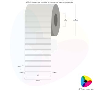 6.5" x 1" Rounded-Corner Rectangle Blank Label Roll 1-Across (3" Core / 8" Outside Diameter)