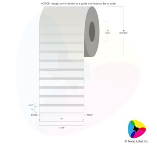7" x 1" Rounded-Corner Rectangle Blank Label Roll 1-Across (3" Core / 8" Outside Diameter)
