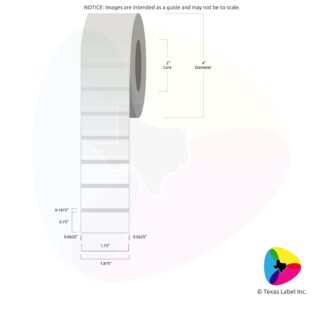 1.75" x 0.75" Rounded-Corner Rectangle Blank Label Roll 1-Across (2" Core / 4" Outside Diameter)