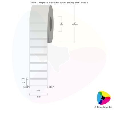 3.625" x 1.25" Rounded-Corner Rectangle Blank Label Roll 1-Across (3" Core / 8" Outside Diameter)