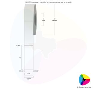 2.25" x 6" Rounded-Corner Rectangle Blank Label Roll 1-Across (3" Core / 8" Outside Diameter)