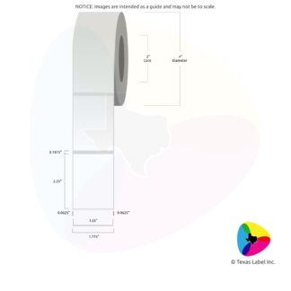 1.65" x 2.25" Rounded-Corner Rectangle Blank Label Roll 1-Across (2" Core / 4" Outside Diameter)