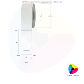3.5" x 11" Rounded-Corner Rectangle Blank Label Roll 1-Across (3" Core / 8" Outside Diameter)