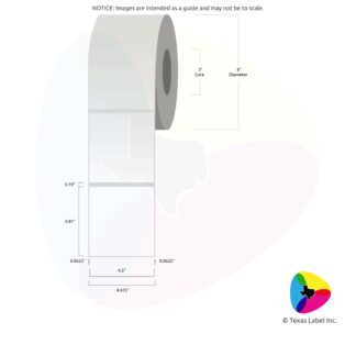 4.5" x 4.81" Rounded-Corner Rectangle Blank Label Roll 1-Across (3" Core / 8" Outside Diameter)