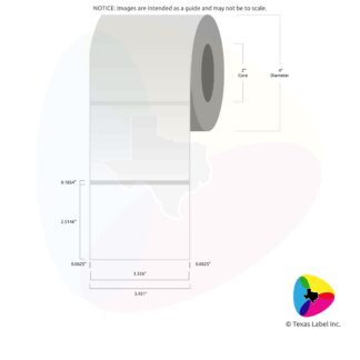 3.326" x 2.5146" Rounded-Corner Rectangle Blank Label Roll 1-Across (2" Core / 4" Outside Diameter)