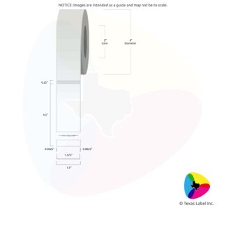 1.375" x 4.5" Rounded-Corner Rectangle Blank Label Roll 1-Across (2" Core / 4" Outside Diameter)