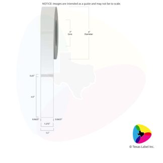 1.375" x 4.5" Rounded-Corner Rectangle Blank Label Roll 1-Across (3" Core / 6" Outside Diameter)