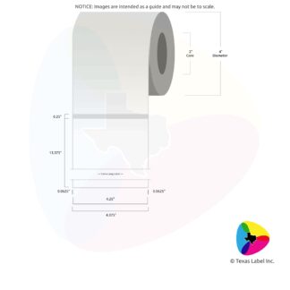 4.25" x 13.375" Rounded-Corner Rectangle Blank Label Roll 1-Across (2" Core / 4" Outside Diameter)