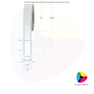 1.22" x 6.1" Rounded-Corner Rectangle Blank Label Roll 1-Across (3" Core / 6" Outside Diameter)