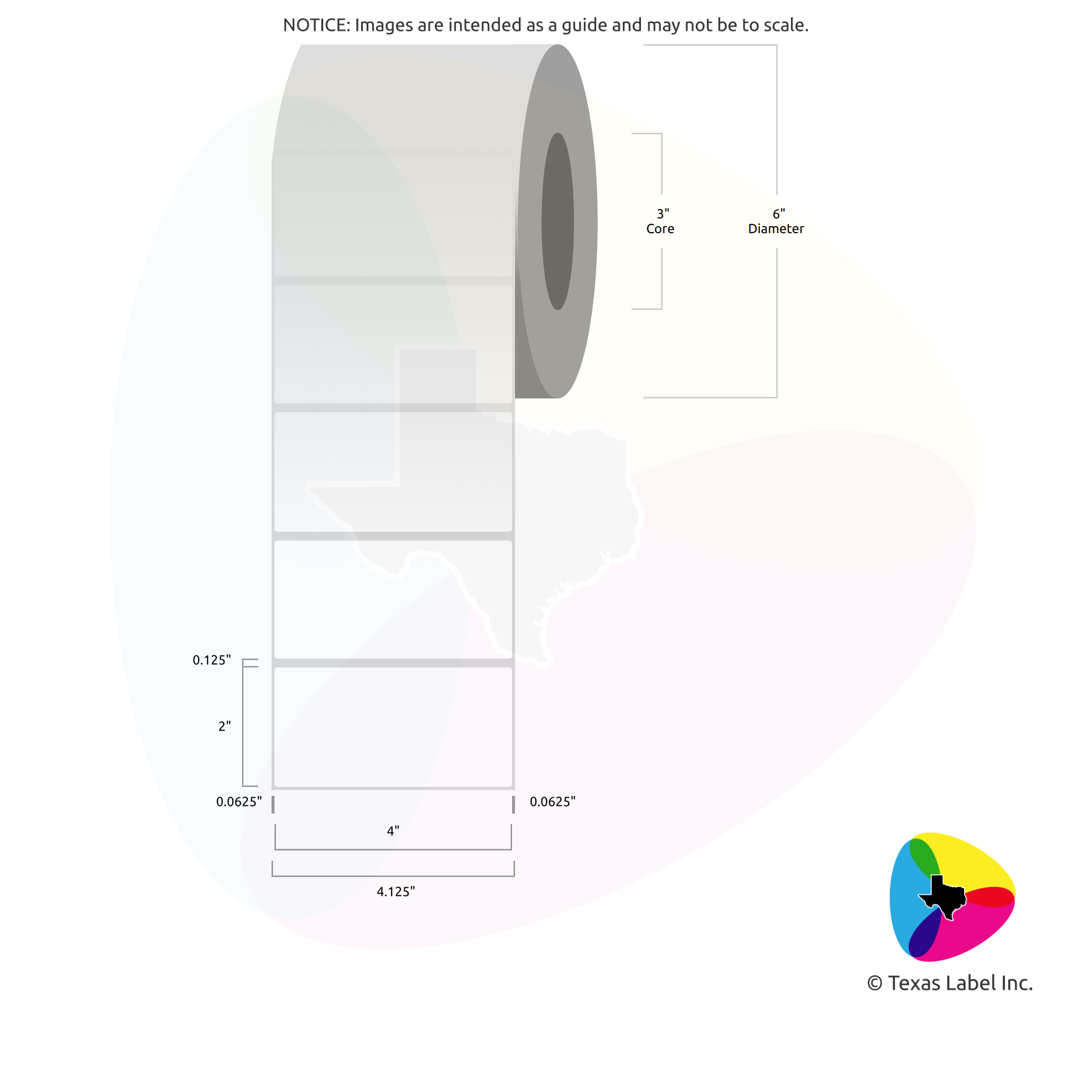 4" x 2" Rounded-Corner Rectangle Blank Label Roll 1-Across (3" Core / 6" Outside Diameter)