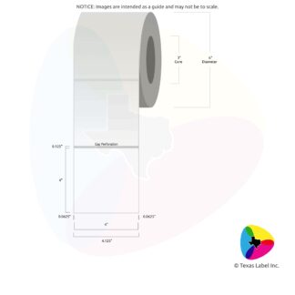 4" x 4" Rounded-Corner Rectangle Blank Label Roll 1-Across (3" Core / 6" Outside Diameter) includes Gap Perforation