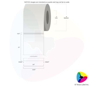 2.9" x 11" Rounded-Corner Rectangle Blank Label Roll 1-Across (2" Core / 4" Outside Diameter)