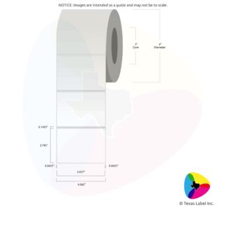 3.937" x 2.795" Rounded-Corner Rectangle Blank Label Roll 1-Across (3" Core / 6" Outside Diameter)