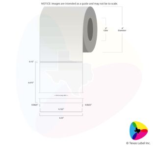 4.125" x 4.475" Rounded-Corner Rectangle Blank Label Roll 1-Across (2" Core / 4" Outside Diameter)