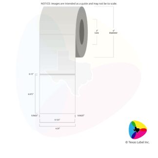 4.125" x 4.475" Rounded-Corner Rectangle Blank Label Roll 1-Across (3" Core / 6" Outside Diameter)