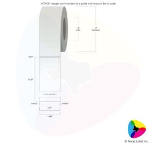 1.77" x 11.29" Rounded-Corner Rectangle Blank Label Roll 1-Across (2" Core / 4" Outside Diameter)