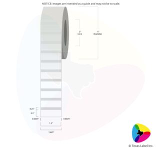 1.5" x 0.5" Rounded-Corner Rectangle Blank Label Roll 1-Across (2" Core / 4" Outside Diameter)