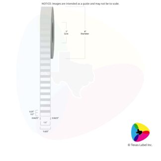 1.5" x 0.5" Rounded-Corner Rectangle Blank Label Roll 1-Across (3" Core / 8" Outside Diameter)