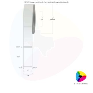 1.6" x 3.65" Rounded-Corner Rectangle Blank Label Roll 1-Across (3" Core / 6" Outside Diameter)